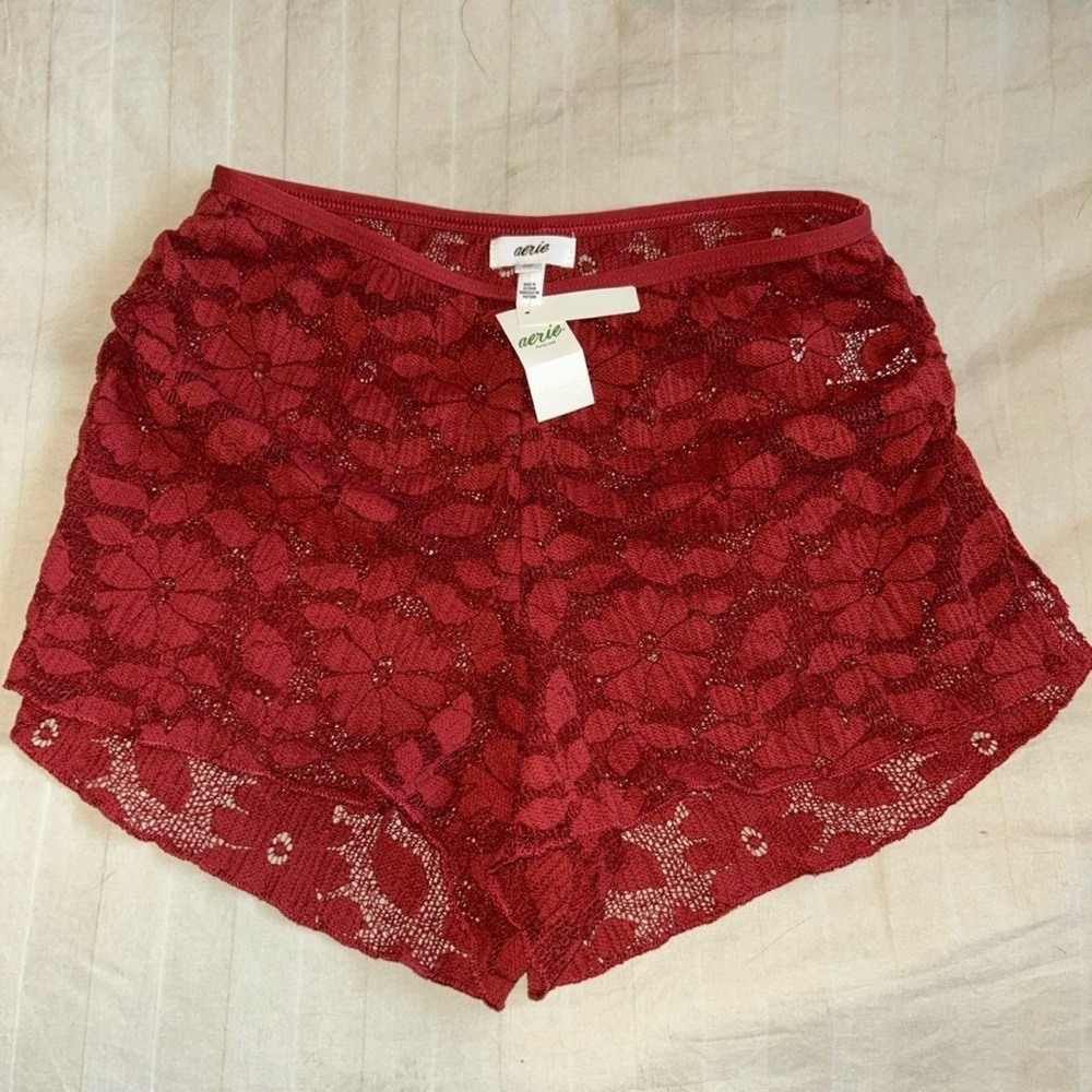 NWT Aerie Red Lace Lounge Shorts
